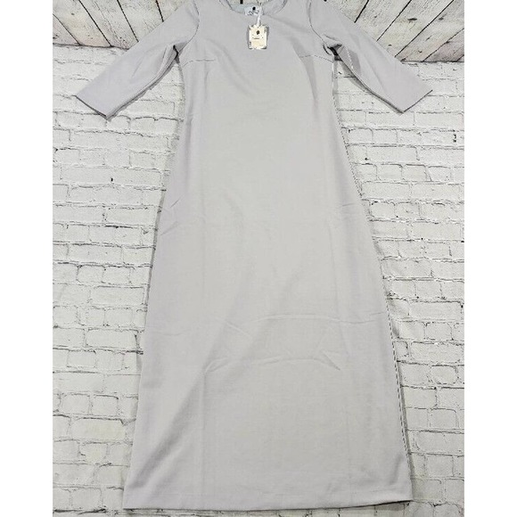 Dainty Jewell's Solid Gray 3/4 Sleeve Maxi Lined Dress WOMENS SIZE SMALL - Picture 14 of 15